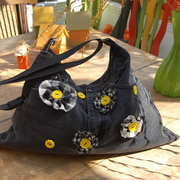 Upcycled jeans bag, oversized bag - Picture 4 of 4